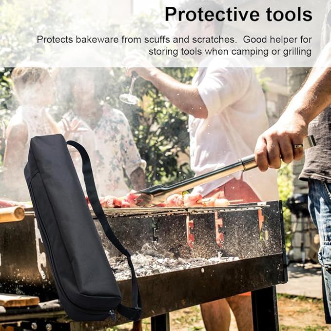 Grill Utensil Storage Bag, Grilling Bags for Outdoor Grilling, Foldable Grill Hardware & Tools BBQ Bag, Oxford Cloth Grill Utensil Storage Bag for Camping and Hiking BBQ(black)