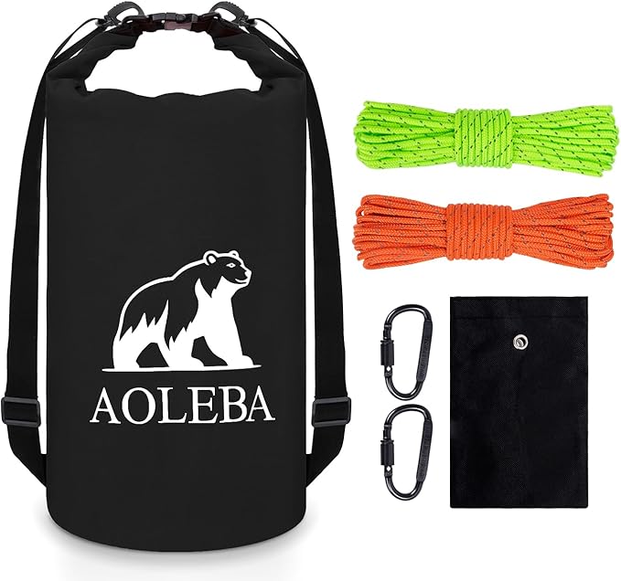 AOLEBA Bear Bag Hanging System Kit, Ultralight Bear Canister for Backpacking, Camping Food Storage Bear Proof Food Storage, 10L Bear Food Bag Survival Bag with Reflective Paracord Rope for Outdoor