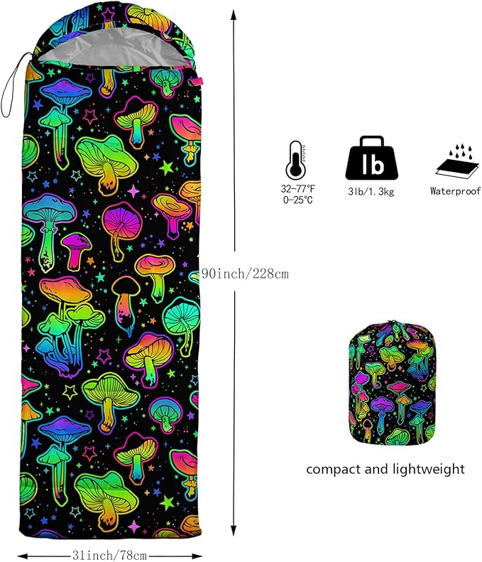 AILONEN Outer Space Astronaut Camping Sleeping Bags,Lightweight & Waterproof,3 Season Warm & Cool Weather,Cartoon Sleeping Bags for Kids,Boys Girls Travelling,Outdoors