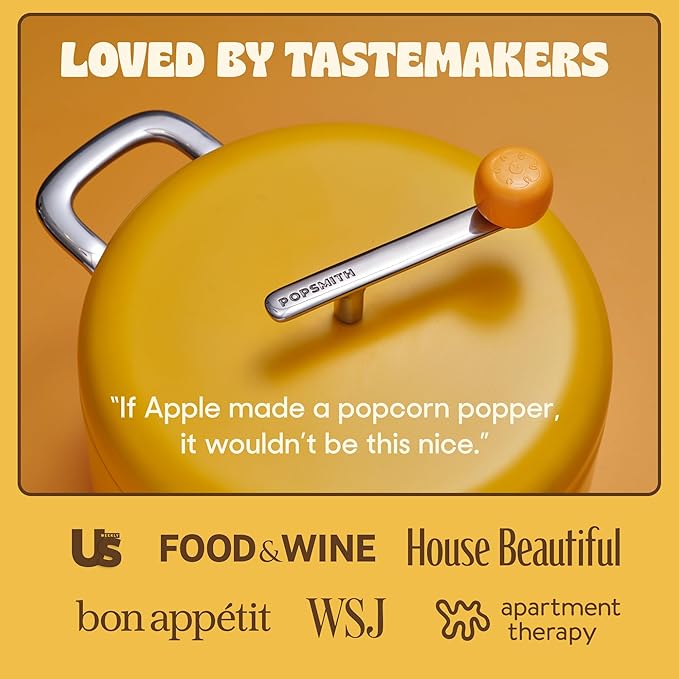 Popsmith Popcorn Popper in Mint - 6 Quart Stovetop Popcorn Machine - Stainless Steel Popcorn Maker Compatible with All Stovetops