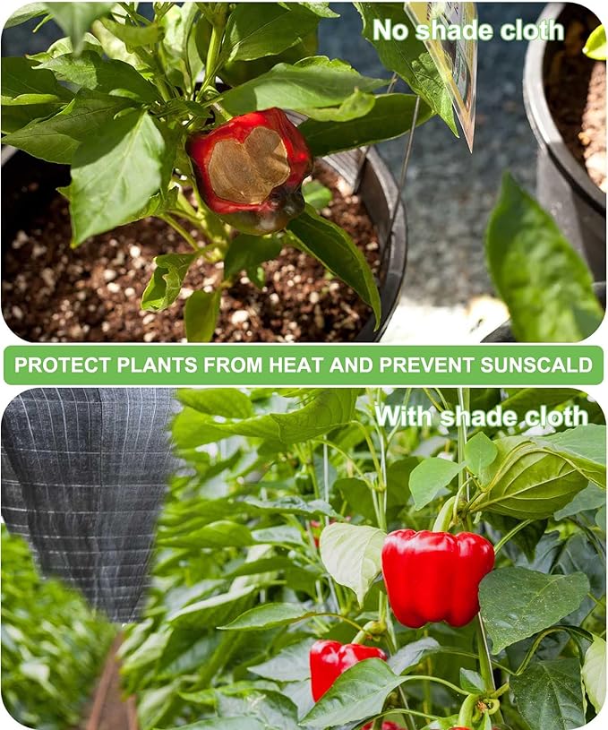 Garden 70% Shade Cloth, 10 x 20 FT Black Sun Shade Net, Mesh Sun Shade Tarp with Reinforced Brass Grommets, Sunblock Shade Cloths for Plants Cover, Greenhouse, Patio, Chicken Coop, Tomatoes