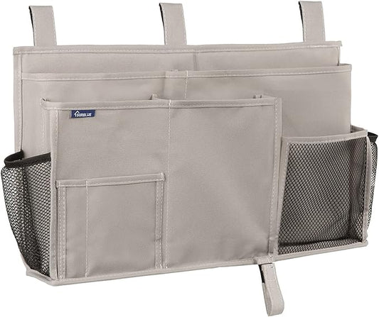 Surblue Bedside Caddy Hanging Bed Organizer Storage Bag Pocket for Bunk and Hospital Beds, College Dorm Rooms Baby Bed Rails,Camp (8 Pockets),Gray