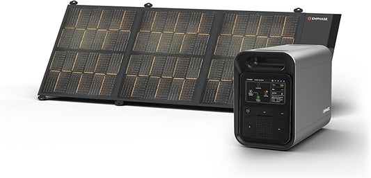 Enphase IQ PowerPack 1500 + 200 W IQ Portable Panel – Solar generator with LCD touchscreen, seamless app integration via 4G cellular, Wi-Fi & Bluetooth, for home backup, camping, RVs