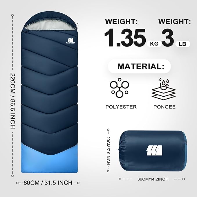 Sleeping Bags for Adults Cold Weather,Portable, Waterproof,Lightweight Sleeping Bag for Tall Girls Boys with Compression Sack for Warm Camping, Hiking, Outdoor & Indoor