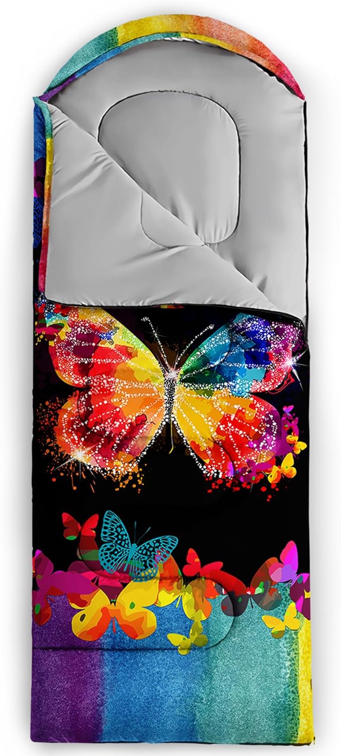 QOOMO Camping Sleeping Bags,3 Season Warm & Cool Weather,Lightweight,Waterproof Sleeping Bags for Adults & Kids,Traveling,and Outdoors,Camping Gear Equipment