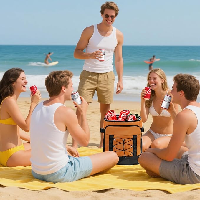 Cooler Backpack - 40 Cans Insulated Backpack Cooler for Men & Women, Portable 2 Leak Proof Compartments Coolers Bag for Beach Travel Picnic Lunch Hiking BBQ Camping - MIYCOO