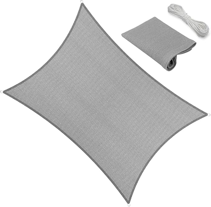 11' x 13' Grey Outdoor Sun Shade Sail Canopy ??UV Resistant Permeable Awning Fabric for Patio, Garden, Backyard, Pergola, Carport, Lawn Shelter Cover
