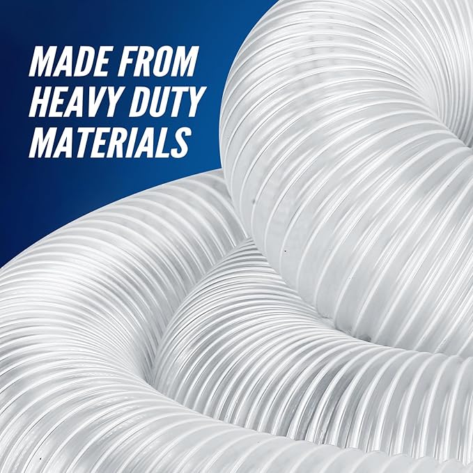 Heavy PVC Dust Collection Hose - 2 1/2" x 20' with Stainless Steel Clamps for Dust Collectors and Shop Vacuums