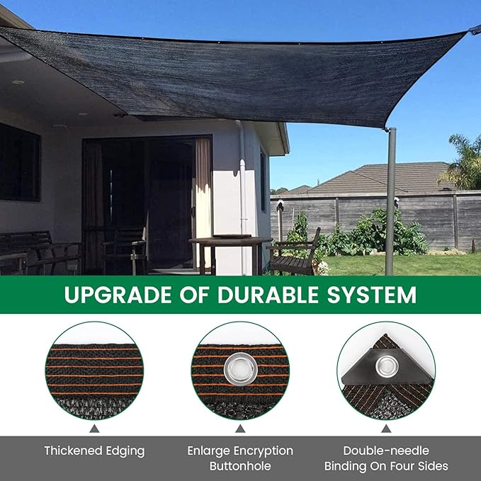 70% 14 X 20 FT Black Shade Cloth, Outdoor Sunblock Shade Cloth with Grommets, Durable Sun Shade Netting Shading Antifreezing for Patio, Garden, Plants Cover, Greenhouse, Barns, Dog Kennel