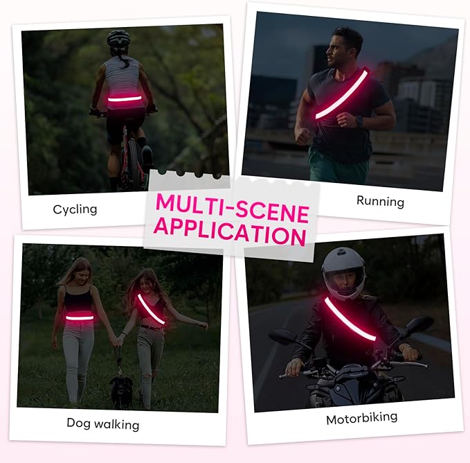 Illumifun LED Running Belt - USB Rechargeable Light Up Sash, High-Visibility Elastic Waistband Light for Running Cycling Hiking Camping Nighttime Activities