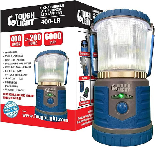 USB Rechargeable Camping Lantern, 400 Lumens LED Lantern, Hanging Tent Lamp, 6000mAh Power Bank, 200 Hour, 6 Modes, for Outdoors & Emergency