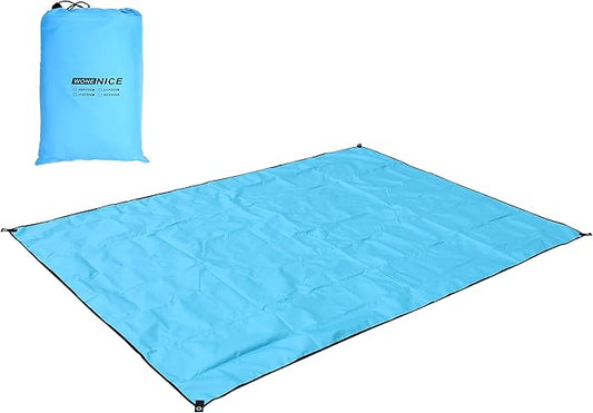 WoneNice 118 x 118 inches Waterproof Camping Tarp Footprint Ground Sheet - Lightweight, Durable UV & Rain Protection for Tents, Beach, Picnics, Car or Camping and Adventure, Sky Blue