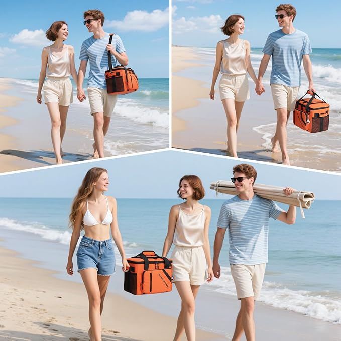 Maelstrom Cooler Bag, 30 Cans Beach Cooler, Large Leakproof Insulated Soft Cooler with Bottle Opener, Ice Chest, Portable Collapsible Cooler for Travel, Camping, Shopping