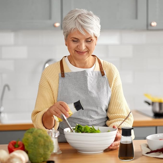 Tanlade 30 Pcs Soy Sauce Dispenser Leakproof Cruet Dispenser Set Small Sauce Bottles Glass Soy Container Oil Dispensing Bottles Seasoning Vinegar Cruet with Lid for Kitchen Cooking, Black