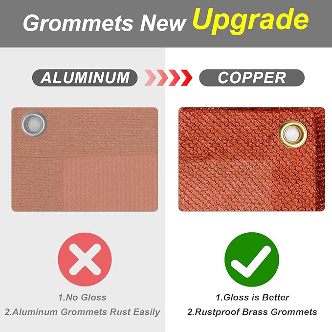 Cool Area Sun Shade Cloth with Grommets 7×13 FT Shade Panel Shade Tarp Screen Fabic for Outdoor Patio Pergola Cover Deck Garden, Terra Red (Customized)