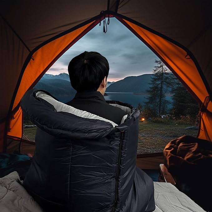 XL 10 Degree Sleeping Bags Waterproof for Adults 350GSM Machine Washable with Compression Sack for 3-4 Season Camping Outdoor