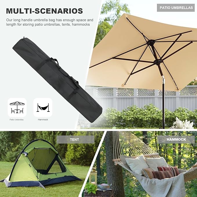 67 Inch Waterproof Umbrella Storage Bag for Outdoor Beach Umbrella bag, Oversized Hammock and Steel Stand With Handles and Zippers,Tent Pole Bag,Travel Sports Equipment Bag,Black