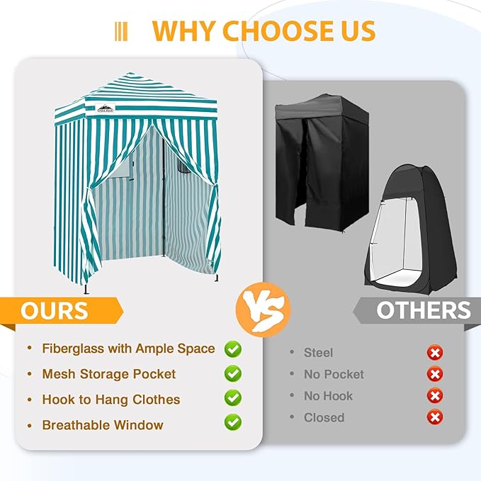 EAGLE PEAK Flex Ultra Compact 5x5 Pop-up Canopy, Sun Shelter, Changing Room, Portable Privacy Tent for Pool, Fashion Photoshoots, or Camping, White/Light Blue