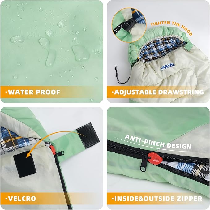 Camping Sleeping Bag, 32℉ Sleeping Bags for Adults Kids Teens Cold Weather Warm Sleeping Bag Winter for 3-4 Season Camping, Camping Gear Equipment, Traveling, and Outdoors