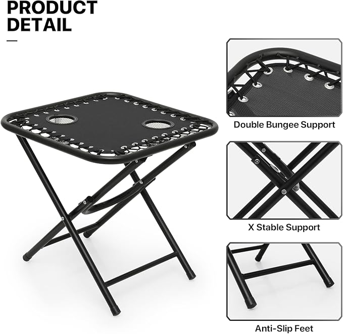 MoNiBloom Oversized Lounge Beach Chairs for Outside, 29" XL Zero Gravity Camping Chairs with Side Table, Pillow and Tray, 330lbs Capacity, Black