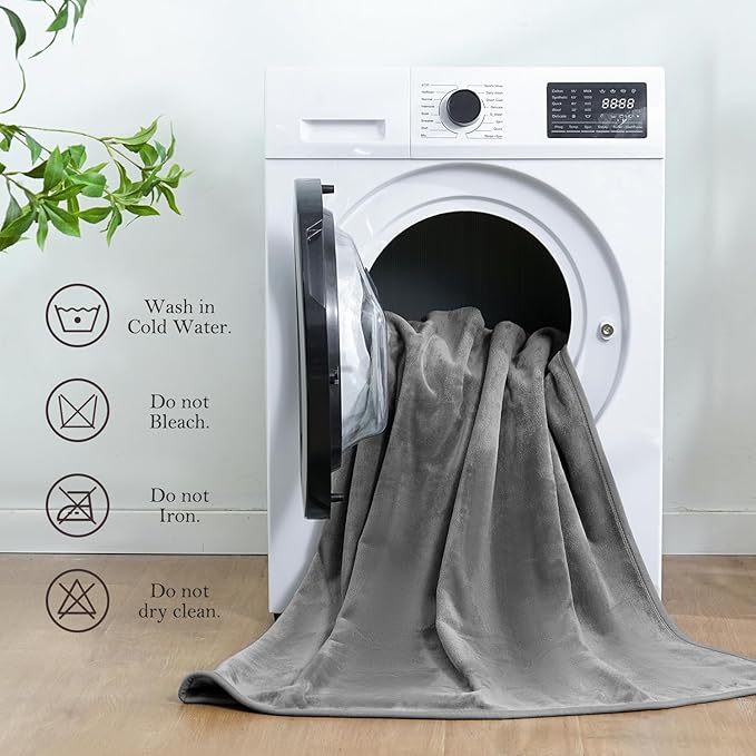 SOCHOW Waterproof Blanket for Bed Sofa Couch, Water Resistant Blanket Washable 60"x80", Reversible Leakproof Bed Cover for Adults Elderly Pets, Grey & Light Grey