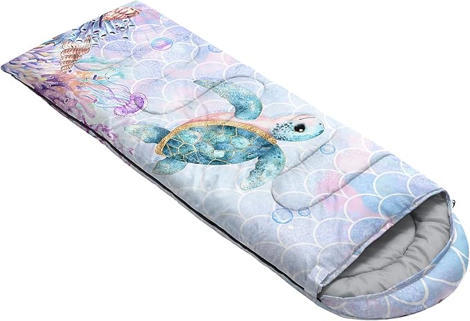Sea Turtle Sleeping Bag for Kids Boys Girls,Ocean Themed Camping Gear,Waterproof Compact Sleeping Bag for Camping Backpacking Outdoor Hiking.