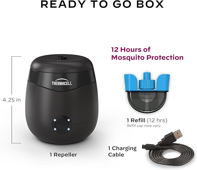 Thermacell E-Series Rechargeable Mosquito Repeller with 20’ Mosquito Protection Zone; Bug Spray Alternative; Scent Free