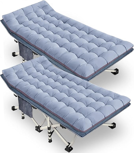 2 Pack Oversize Cot 79" L x 32" W x 18" H Camping Cot with Comfortable Mattress for Adults XXL Cots for Camping Bed Extra Large Folding Cot Heavy Duty with Carry Bag for Home Outdoor Indoor