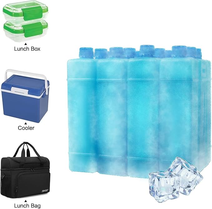 Ice Packs Ice Crystal Boxes for Coolers, Reusable Long Lasting&Fast Freeze, Set of 12 in 1 Freezer Packs for Lunch Bags Cooler Backpack, Camping, Picnics, Beach, Fishing and More