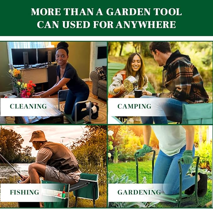 Garden Kneeler and Seat, Foldable Garden Stool Heavy Duty Gardening Bench for Kneeling and Sitting to Prevent Knee & Back Pain, Gardening Gifts for Women, Grandparents, Seniors, Mom & Dad