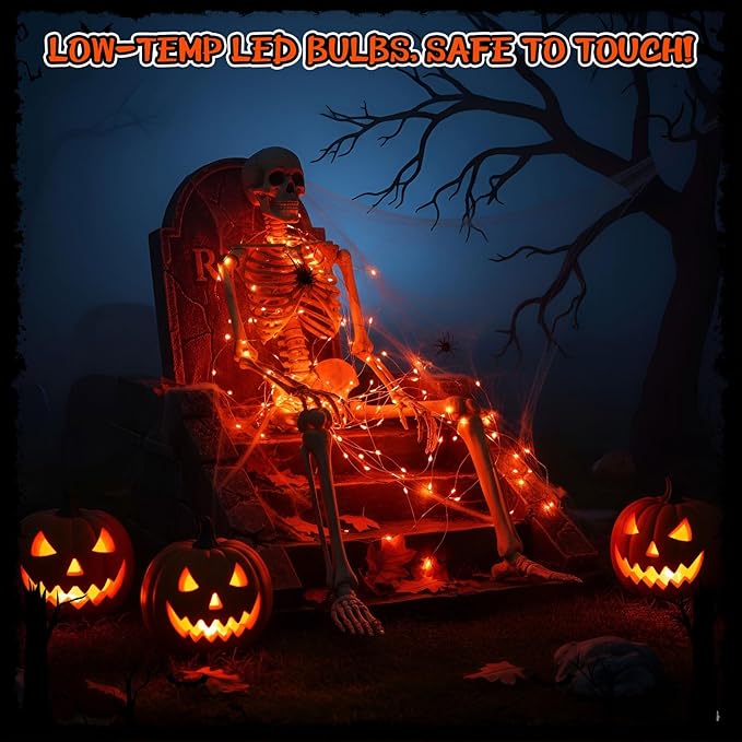 Macarrie 6 Ps USB String Lights 33 ft 100 LED Fairy Lights Powered String for Christmas Indoor Outdoor Wedding Party Tree Home Festival Garden Decoration (Orange)