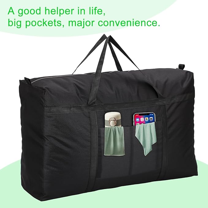 186L-45 Gallon Multipurpose Extra Large Storage Totes, Heavy Duty Totes, College, Christmas Tree, Foldable Travel Duffle Bags for Space Saving Moving Storage