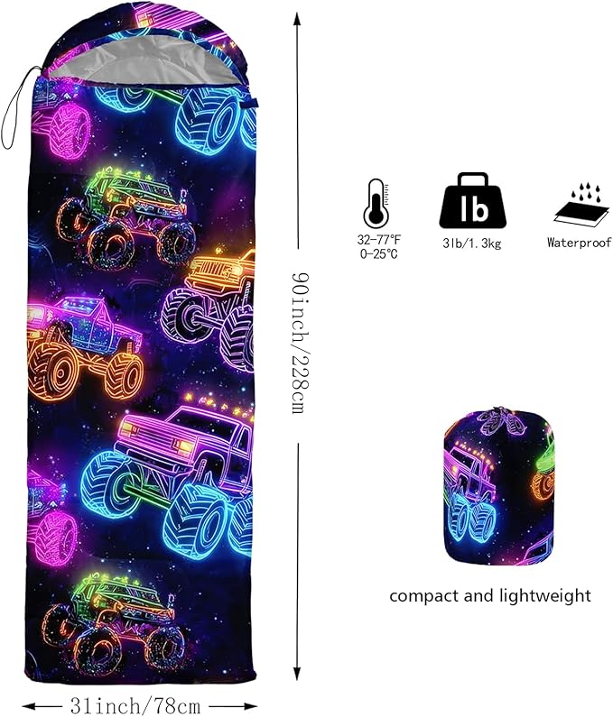 AILONEN Blue Glowing Basketball Sleeping Bag for Kids Boys,Warm and Cool Weather,Lightweight,Waterproof Backpacking,City Theme Ball Sports Sleeping Bag for Camping