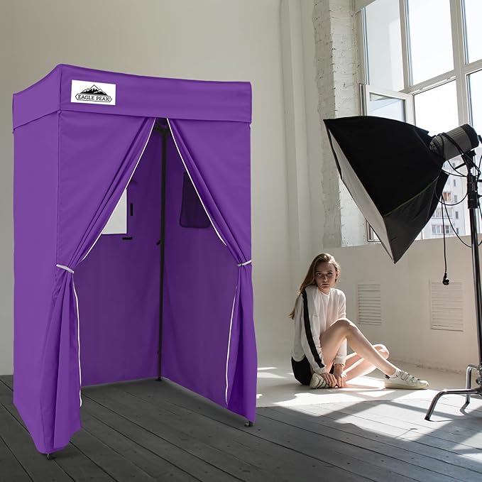 EAGLE PEAK Flex Compact 4x4 Pop-up Canopy Changing Room, Portable Privacy Dressing Room for Indoor Fashion Photoshoots, Camping, or Pool, Purple