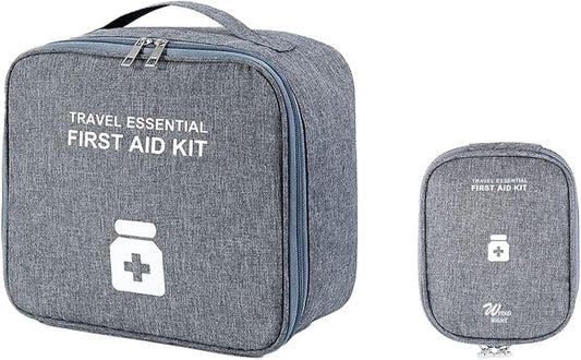 Empty First Aid Bags, Travel Medicine Bag, Medical Supplies Organizer Bag, Portable Kit for Traveling, Car, Home, Camping, Office, Hiking, Outdoor (Cationic Grey)