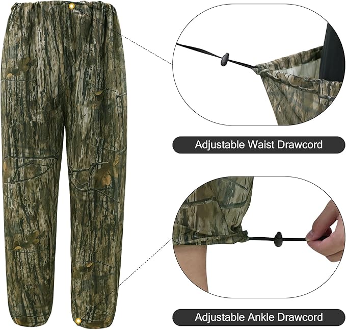 Mosquito Net Suit Camo Hunting Mesh Suit Bug Net Clothing with Hood for Outdoor Protection No-See-Ums Garden Camping