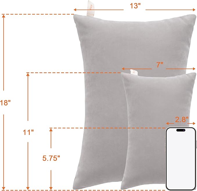 NTBAY Tiny Pillows, Down Alternative 7"x11" Microfiber Mini Pillows for Travel, Pets, Soft Machine Washable Small Pillow for Neck, Wrist, Lumbar and Knee, Light Grey