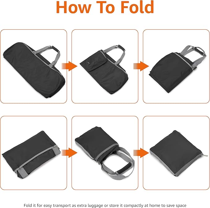 Amazon Basics 32.4" Extra Large Foldable Duffle Bag for Travel & Storage, with Exterior/Interior Zippered Pockets, Lightweight/Durable Nylon Material, 50-LBS Capacity, 9254 Cubic Inch (150L), Black