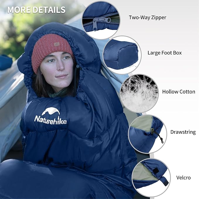 Naturehike Sleeping Bags for Adults, 23/39℉ Mummy Backpacking Sleeping Bag, 0 Degree Lightweight Sleeping Bag Warm for Camping, Hiking