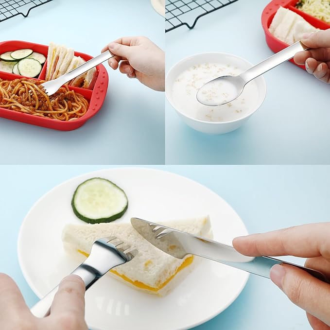 DEVICO Travel Utensils with Case, Reusable Camping Silverware Cutlery, 18/8 Stainless Steel Portable Fork Spoon Knife Set for Lunch Picnic School Workplace (Yellow)