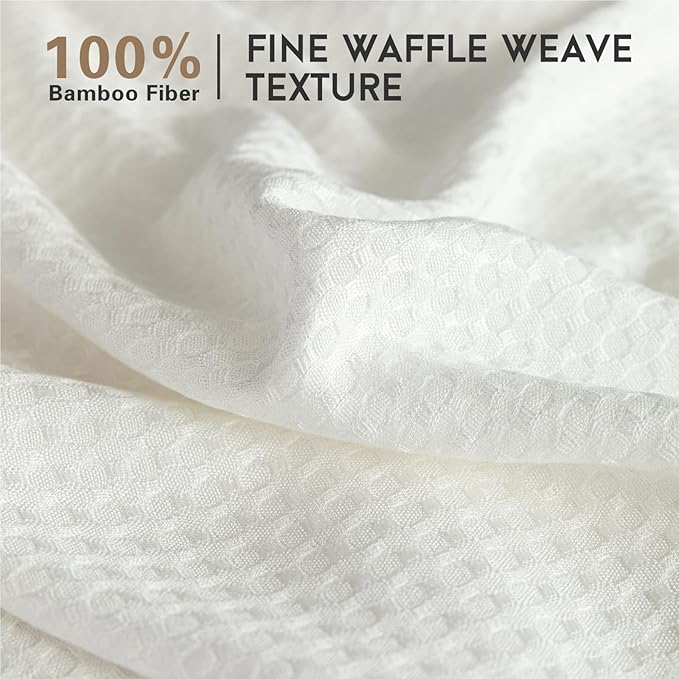 AmyHomie Cooling Waffle Blanket King Size, 100% Rayon Derived from Bamboo, Cool Summer Blanket for Hot Sleepers Comfy Lightweight Soft Blankets for All Seasons (White, 108×90in)