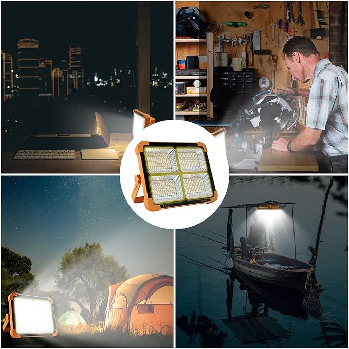 Portable LED Work Solar Light 100W 16500mAh 10000 LM with Stepless Brightness Job Site Battery Rechargeable LED Floor Light for Emergency Worklight for Hurricane Father's Day Gift
