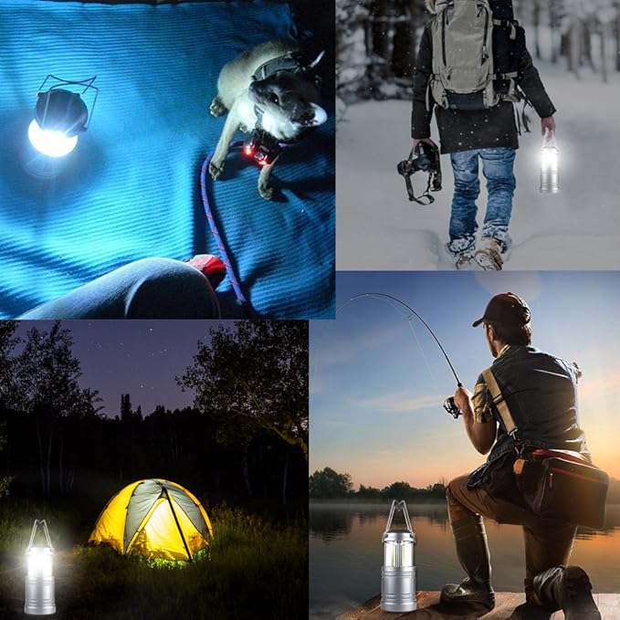 2 Pack Camping Lantern 500 Lumens Collapsible Portable LED Lantern for Emergency, Hurricane, Storms, Outage
