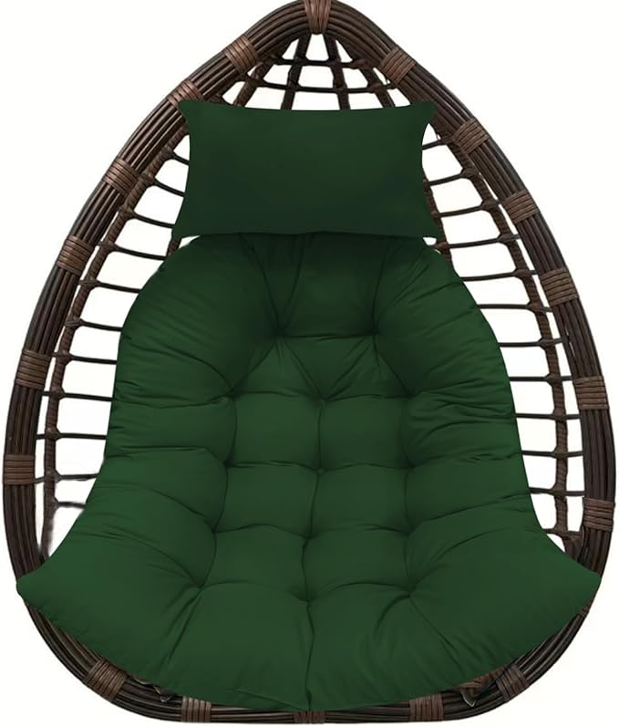 Thicken Hanging Basket Seat Cushion with Headrest, Hammock Swing Chair Cushions, Soft Egg Patio Chair Cushion with High Elasticity PP Cotton, for Indoor and Outdoor Garden Offices (with Pillow)