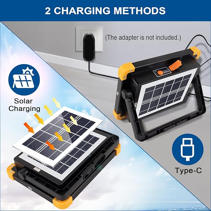 120W Eraylife Rechargeable LED Worklight, 348Leds 10000LM Magnetic Work Light Rechargeable LED Flood Light for Job Site Car Repair Camping, Portable Waterproof Solar Work Light with USB Output