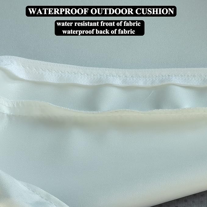 20x20 inch Patio Chair Cushions Non Slip Bottom Chair Pad with Ties Waterproof Square Outdoor Seat Cushion Replacement for Garden Swing Furniture Set of 2, White