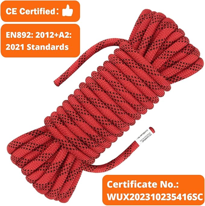 AOLEBA 10.5 mm Static Climbing Rope 10M(32ft) 20M(64ft) 30M(96ft) 50M(160ft) 70M(230ft) Outdoor Rock Climbing Rope, Escape Rope Ice Climbing Equipment Fire Rescue Parachute Rope