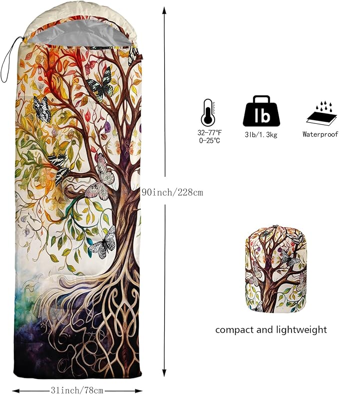 AILONEN Outer Space Astronaut Camping Sleeping Bags,Lightweight & Waterproof,3 Season Warm & Cool Weather,Cartoon Sleeping Bags for Kids,Boys Girls Travelling,Outdoors