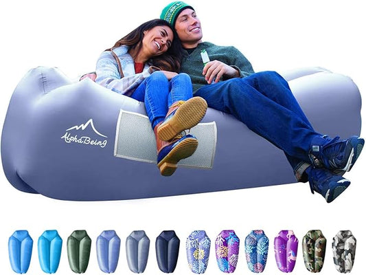 AlphaBeing Inflatable Lounger Beach Chair Accessories, Air Sofa Hammock Inflatable Couch for Camping Backyard Lakeside with Compression Sacks, Ideal Outdoor Gifts for Adults