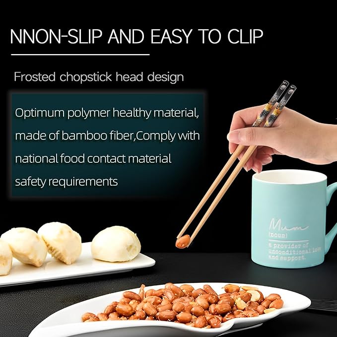 200 Pairs Bamboo Chopsticks - Reusable, Wooden, Disposable, Dishwasher Safe Bulk, 9.4 Inches with Chinese & Japanese Styles,Northern Scenery